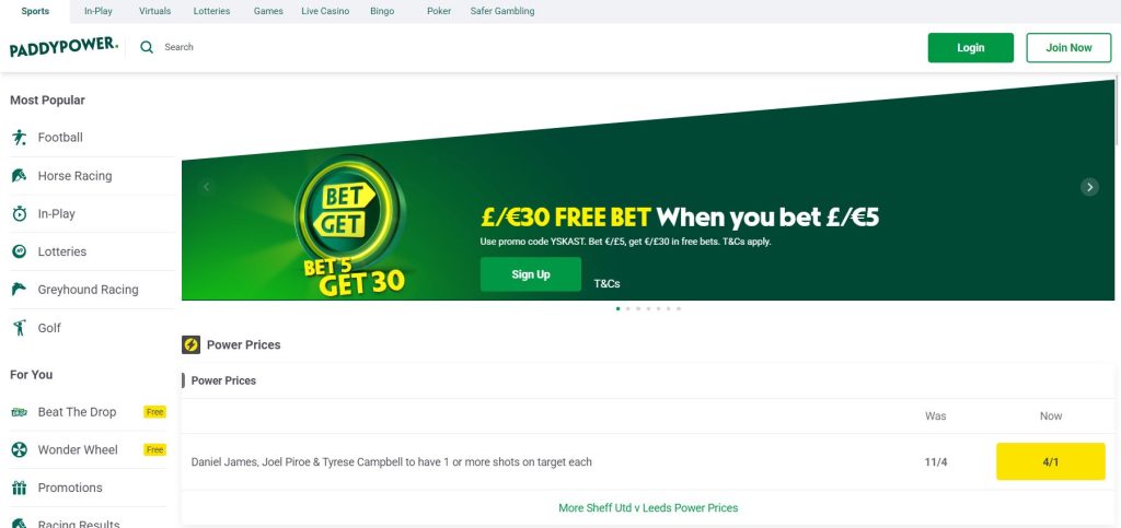 Paddypower index